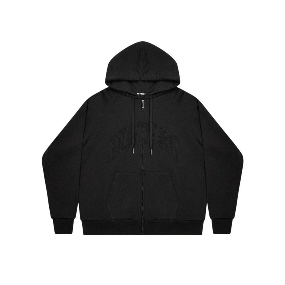 No Fear Mens Embroidered Logo Full Zip Hoodie / Black